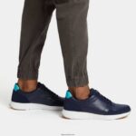 Men ANATOMIFLEX Leather-Mix Trainers Fitflop 882F346 Midnight Navy - Image 2