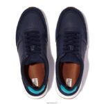 Men ANATOMIFLEX Leather-Mix Trainers Fitflop 882F346 Midnight Navy - Image 3