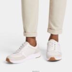 Men ANATOMIFLEX Leather-Mix Trainers Fitflop 882F347 Urban White - Image 2