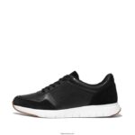 Men ANATOMIFLEX Leather-Mix Trainers Fitflop 882F348 Black