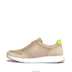 Men ANATOMIFLEX Leather-Mix Trainers Fitflop 882F349 Stone Beige