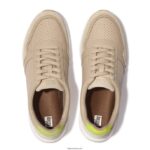 Men ANATOMIFLEX Leather-Mix Trainers Fitflop 882F349 Stone Beige - Image 3