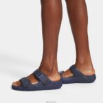 Men GOGH MOC Adjustable Leather Slides Fitflop 882F118 Midnight Navy - Image 2