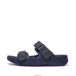Men GOGH MOC Adjustable Leather Slides Fitflop 882F118 Midnight Navy