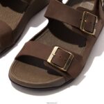Men GOGH MOC Buckle Nubuck Sandals Fitflop 882F114 Brown Mix - Image 3