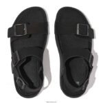 Men GOGH MOC Buckle Nubuck Sandals Fitflop 882F115 Black - Image 3