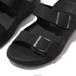 Men GOGH MOC Buckle Nubuck Slides Fitflop 882F112 Black - Image 4