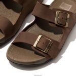 Men GOGH MOC Buckle Nubuck Slides Fitflop 882F113 Brown Mix - Image 3