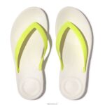 Men IQUSHION Ergonomic Flip Flops Fitflop 882F201 White/Yellow - Image 3