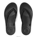 Men IQUSHION Ergonomic Flip Flops Fitflop 882F203 Black - Image 4