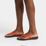 Men IQUSHION Ergonomic Flip Flops Fitflop 882F204 Black/Orange - Image 2