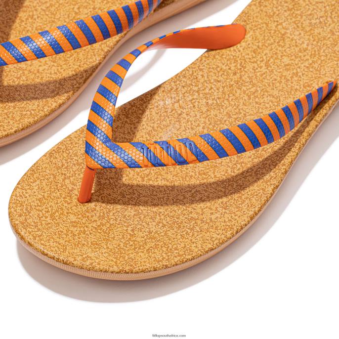 Men IQUSHION X YINKA ILORI Flip Flops Fitflop 882F209 Orange/Blue - Image 3