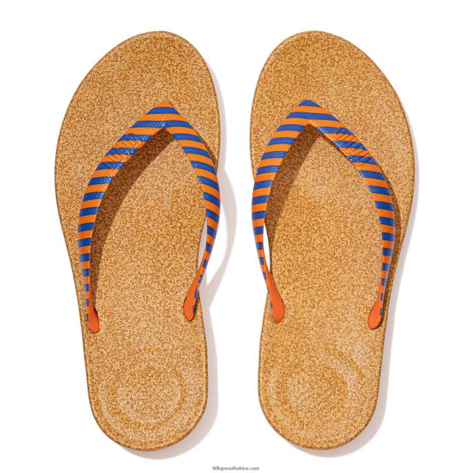 Men IQUSHION X YINKA ILORI Flip Flops Fitflop 882F209 Orange/Blue - Image 4
