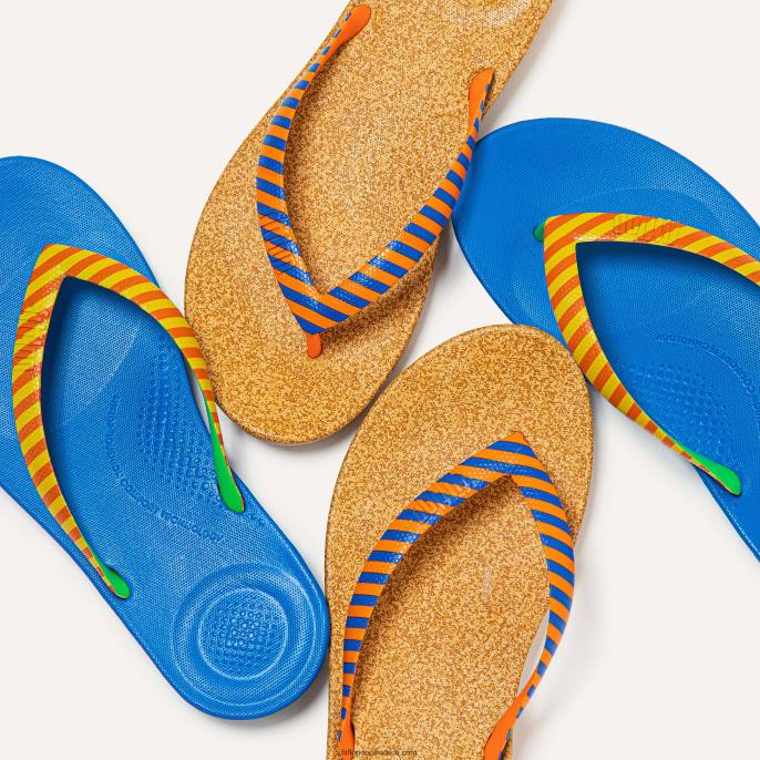 Men IQUSHION X YINKA ILORI Flip Flops Fitflop 882F209 Orange/Blue - Image 5