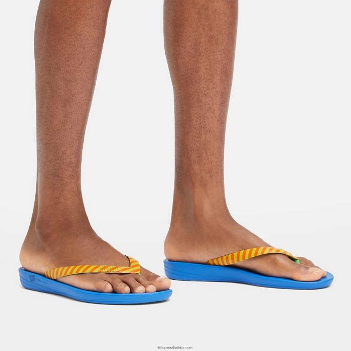 Men IQUSHION X YINKA ILORI Flip Flops Fitflop 882F210 Yellow/Red Alert - Image 2