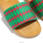 Men IQUSHION X YINKA ILORI Water-Resistant Slides Fitflop 882F211 Green/Fiery Red - Image 3