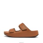 Men SAMEL Adjustable Leather Slides Fitflop 882F122 Light Tan
