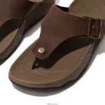 Men TRAKK II Buckle Nubuck Toe-Posts Fitflop 882F110 Brown Mix - Image 4