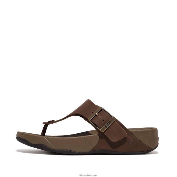 Men TRAKK II Buckle Nubuck Toe-Posts Fitflop 882F110 Brown Mix - Image 1