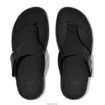 Men TRAKK II Leather Toe-Post Sandals Fitflop 882F120 All Black - Image 4