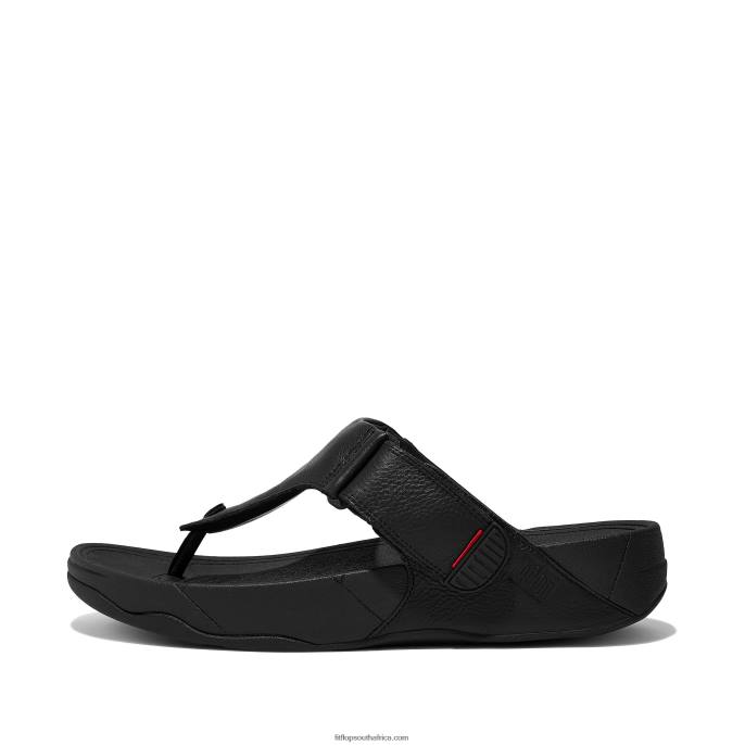 Men TRAKK II Leather Toe-Post Sandals Fitflop 882F120 All Black - Image 1