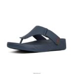 Men TRAKK II Leather Toe-Post Sandals Fitflop 882F121 Navy - Image 4