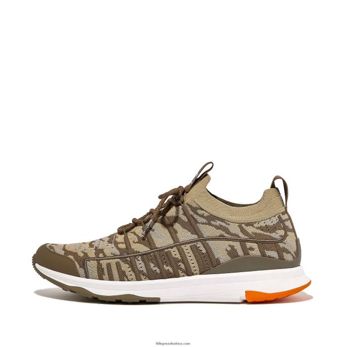 Men VITAMIN FF E01 Camo Knit Sports Trainers Fitflop 882F357 Mossy - Image 1
