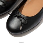 Women ALLEGRO Bow Leather Ballet Pumps Fitflop 882F290 All Black - Image 4