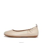 Women ALLEGRO Soft Leather Ballet Pumps Fitflop 882F288 Stone Beige