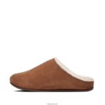 Women CHRISSIE Shearling Suede Slippers Fitflop 882F322 Tumbled Tan