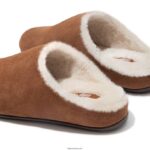 Women CHRISSIE Shearling Suede Slippers Fitflop 882F322 Tumbled Tan - Image 3