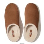 Women CHRISSIE Shearling Suede Slippers Fitflop 882F322 Tumbled Tan - Image 4