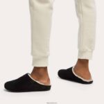 Women CHRISSIE Shearling Suede Slippers Fitflop 882F323 Black - Image 2