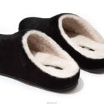 Women CHRISSIE Shearling Suede Slippers Fitflop 882F323 Black - Image 4