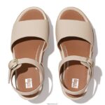 Women ELOISE Cork-Wrap Leather Wedge Sandals Fitflop 882F63 Stone Beige - Image 3