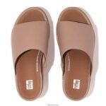 Women ELOISE Cork-Wrap Leather Wedge Slides Fitflop 882F154 Beige - Image 3