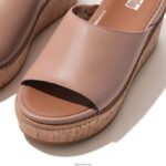 Women ELOISE Cork-Wrap Leather Wedge Slides Fitflop 882F154 Beige - Image 4