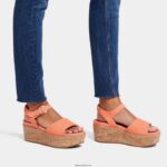Women ELOISE Cork-Wrap Suede Wedge Sandals Fitflop 882F62 Sunshine Coral - Image 2