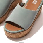 Women ELOISE Cork-Wrap Suede Wedge Slides Fitflop 882F156 Cool Blue - Image 4