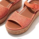 Women ELOISE Cork-Wrap Woven Back-Strap Wedge Sandals Fitflop 882F49 Sunshine Coral - Image 4