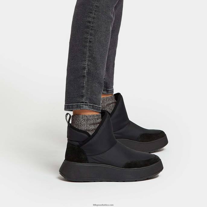 Women F-MODE E01 Biofleece-Lined Flatform Bootie Trainers Fitflop 882F283 All Black - Image 2