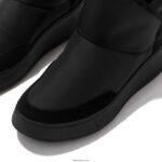 Women F-MODE E01 Biofleece-Lined Flatform Bootie Trainers Fitflop 882F283 All Black - Image 3