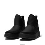 Women F-MODE E01 Biofleece-Lined Flatform Bootie Trainers Fitflop 882F283 All Black - Image 4