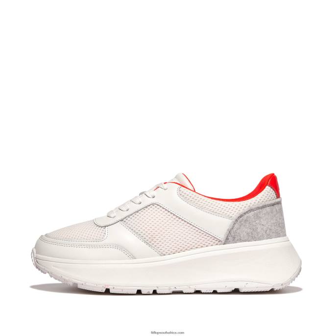 Women F-MODE E01 Leather-Mix Flatform Trainers Fitflop 882F217 Urban White Mix - Image 1