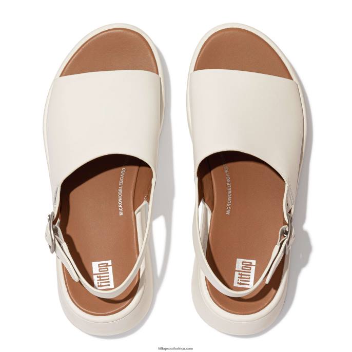 Women F-MODE Leather Flatform Back-Strap Sandals Fitflop 882F40 Cream - Image 3