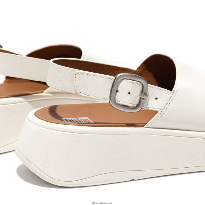 Women F-MODE Leather Flatform Back-Strap Sandals Fitflop 882F40 Cream - Image 4