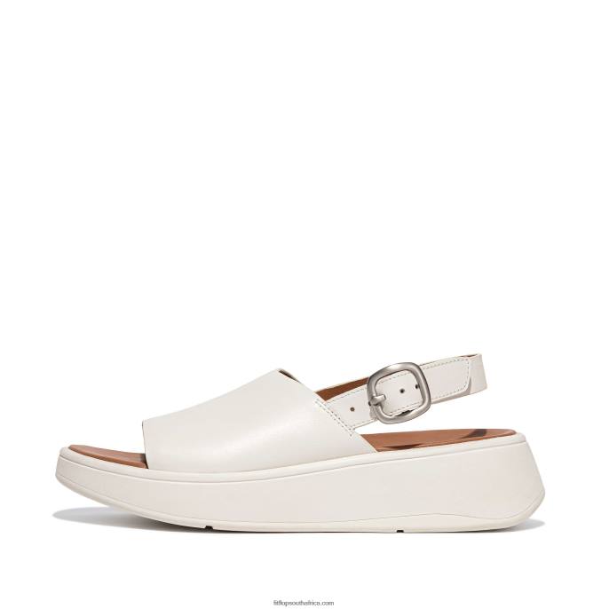 Women F-MODE Leather Flatform Back-Strap Sandals Fitflop 882F40 Cream - Image 1