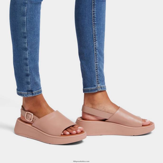 Women F-MODE Leather Flatform Back-Strap Sandals Fitflop 882F41 Beige - Image 2