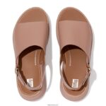 Women F-MODE Leather Flatform Back-Strap Sandals Fitflop 882F41 Beige - Image 3