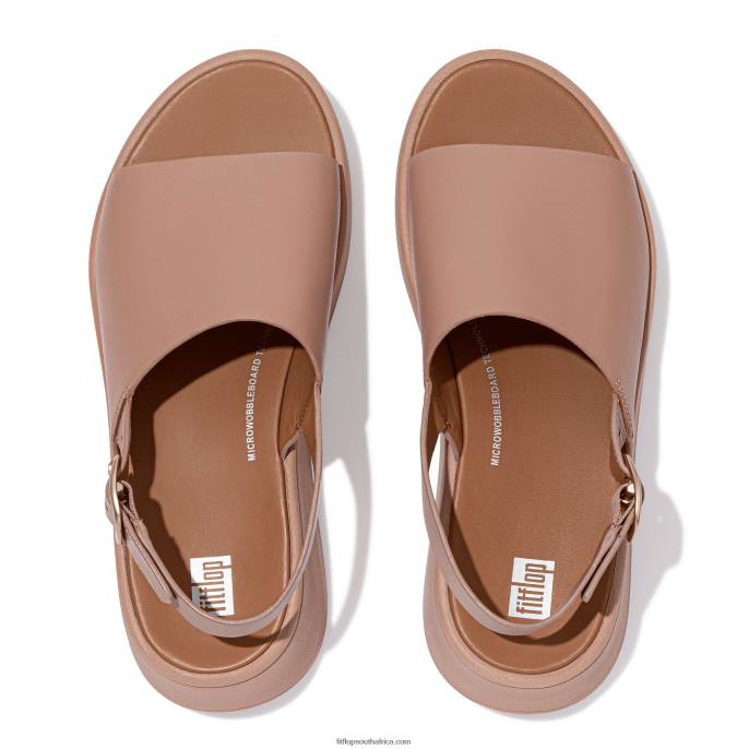Women F-MODE Leather Flatform Back-Strap Sandals Fitflop 882F41 Beige - Image 3